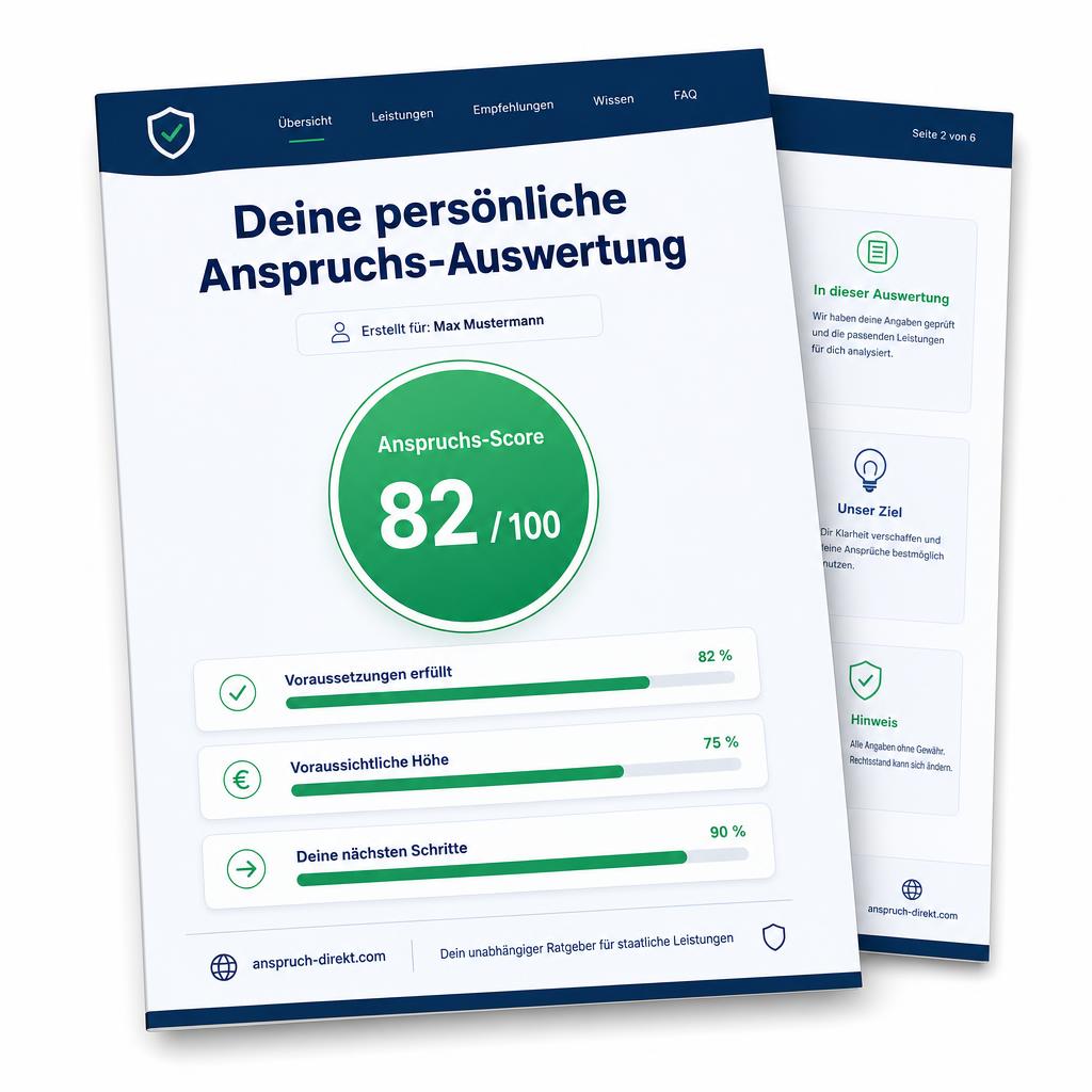 Beispiel einer persönlichen Auswertung von Anspruch Direkt